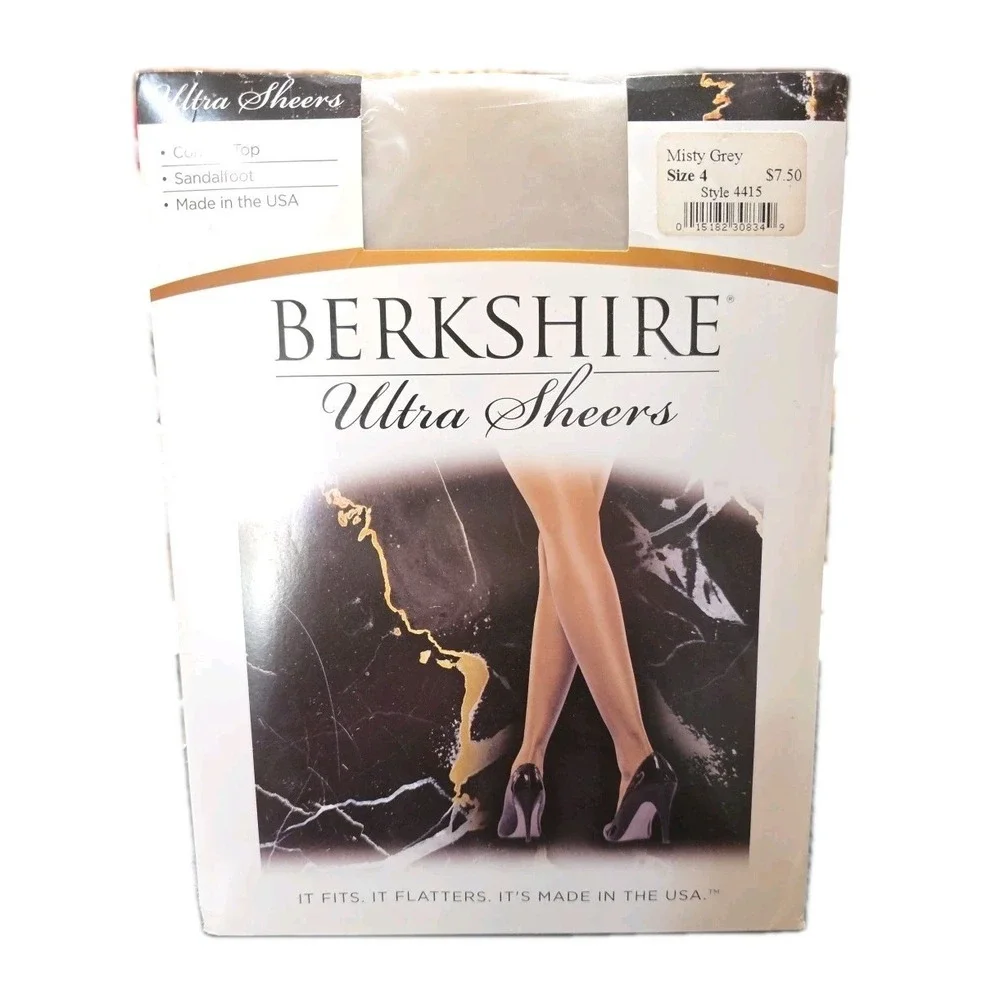 Berkshire Ultra Sheers Control Top Pantyhose Style 4415 Misty Grey‎ Size 4 - NWT